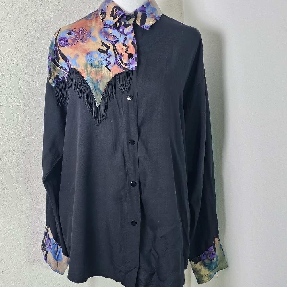 VTG Sebatu Shirt One Size Fringe,Beaded,Art To Wear,Western
